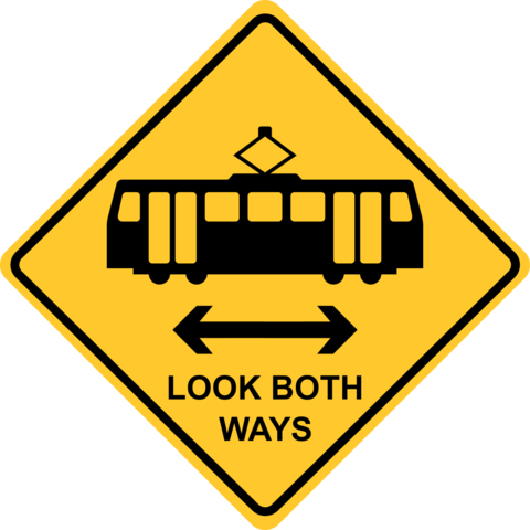 Look Both Ways Diamond Shape Train Awareness Sign Template